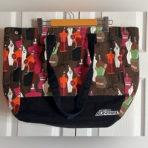Project Runway Brown and Black Tote with Colorful Mannequin Print
